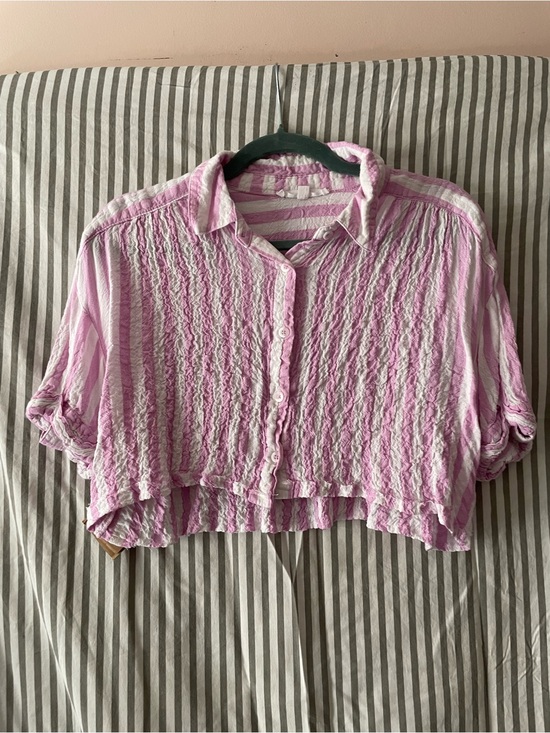 Jane and Delancey Tops - Gauzey Pink Striped Crop Top